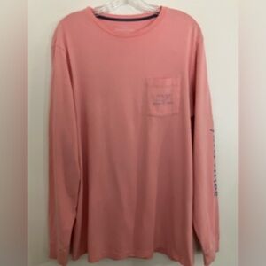 Vineyard Vines Pink Women's Long Sleeve Pocket Tee Shirt Top Medium Preppy
